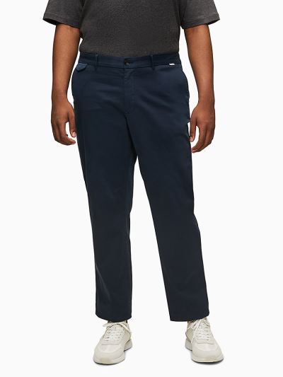 Calvin Klein Ruhák HU479660 | Calvin Klein Plus Size Slim Organic Cotton Férfi Chino Nadrág Sötétkék
